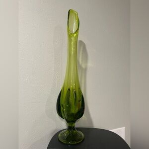 Vintage Viking green glass swag vase